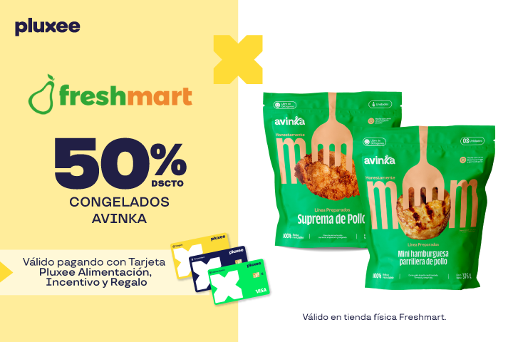 ?50% CONGELADOS AVINKA. VÁLIDO SOLO EN TIENDA FÍSICA FRESHMART